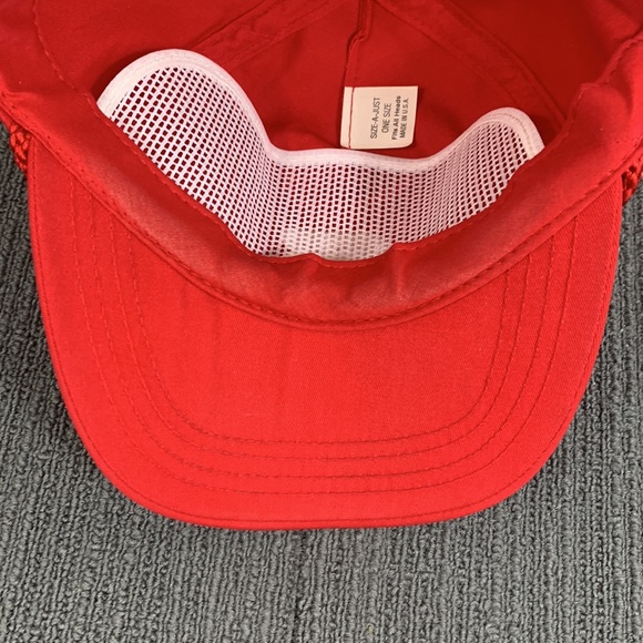 Vintage QR Rope Baseball Hat Mens OSFA Red White Adjustable Strapback Cap USA - Picture 11 of 14